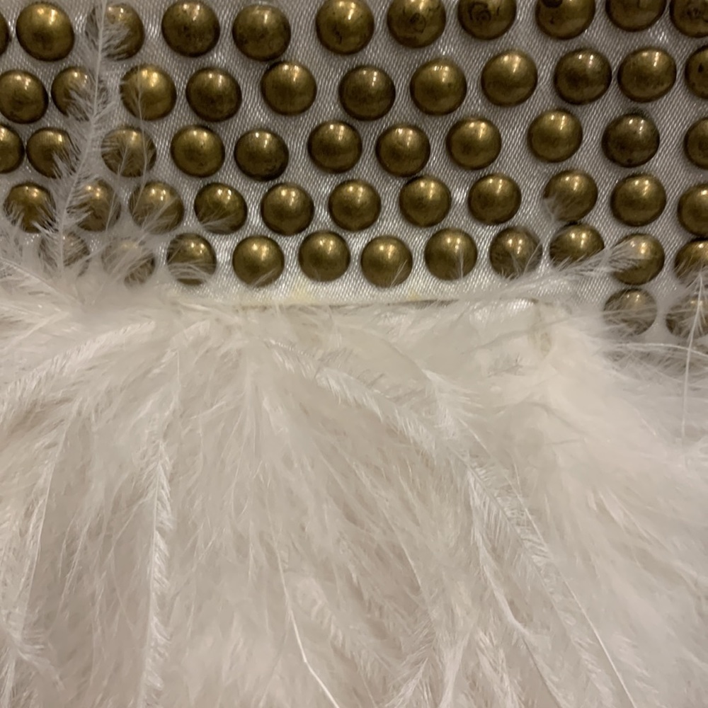 Betsey Johnson White Feather Studded Clutch - Picture 2 of 14